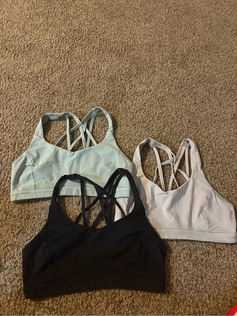 lululemon athletica Strappy Crisscross Sports Bras - Black, Light Blue, White